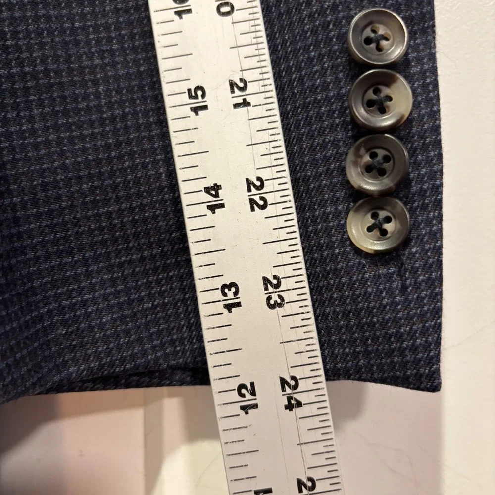 Jack Victor Mens 46R Blazer‎ Navy Blue Brown Wool Sport Coat Von Maur Canada 46R